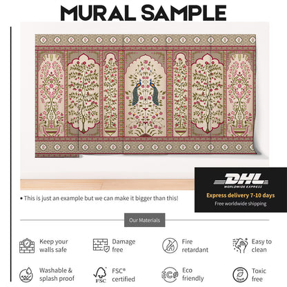 Indian Madhuban Jharoka Floral Wallpaper