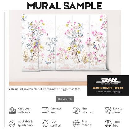 Colorful Chinoiserie Mural Wallpaper