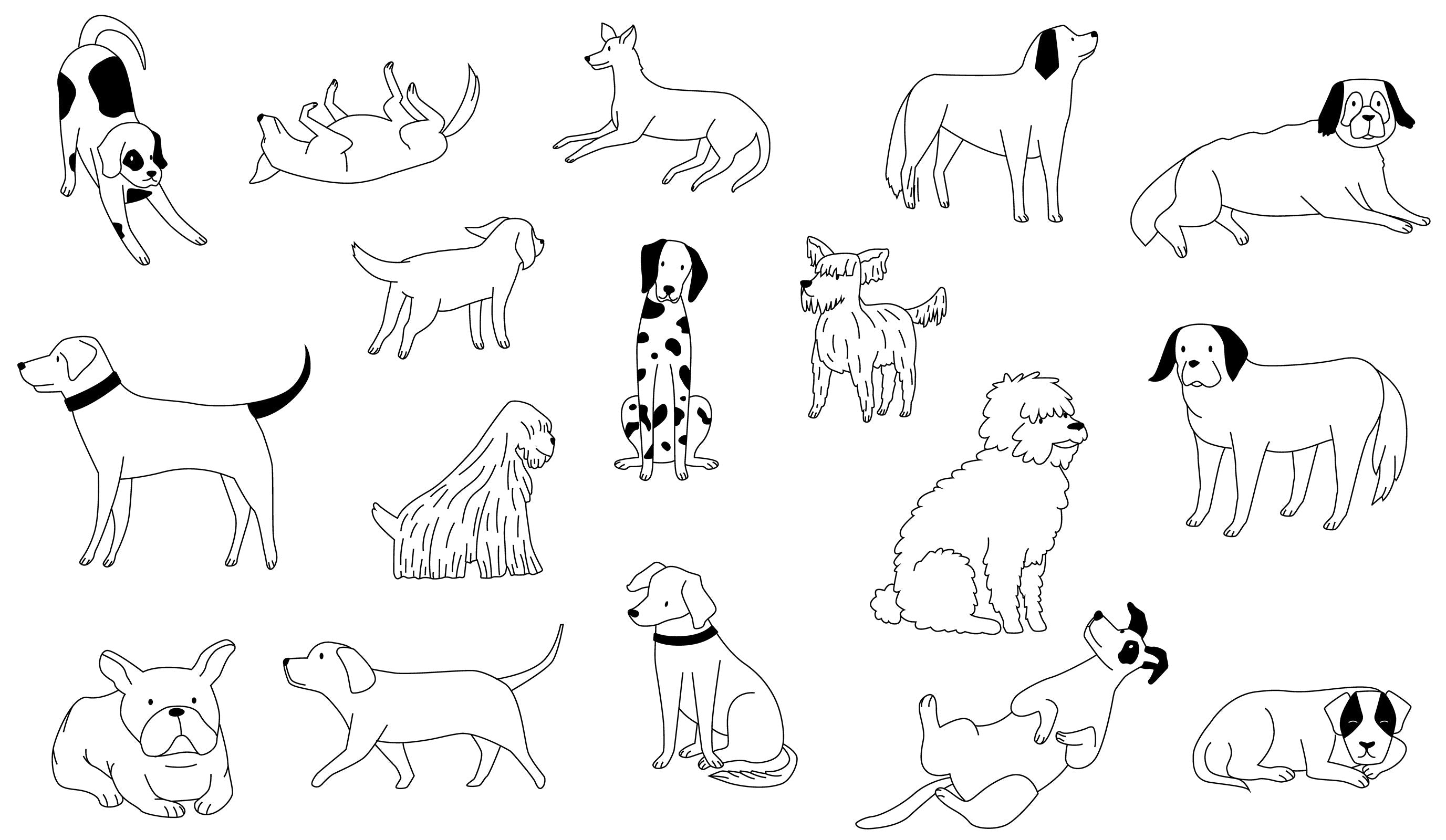 Cute Line art Funny Puppies Wallpaper