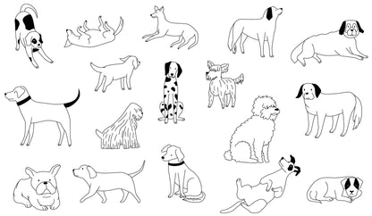 Cute Line art Funny Puppies Wallpaper