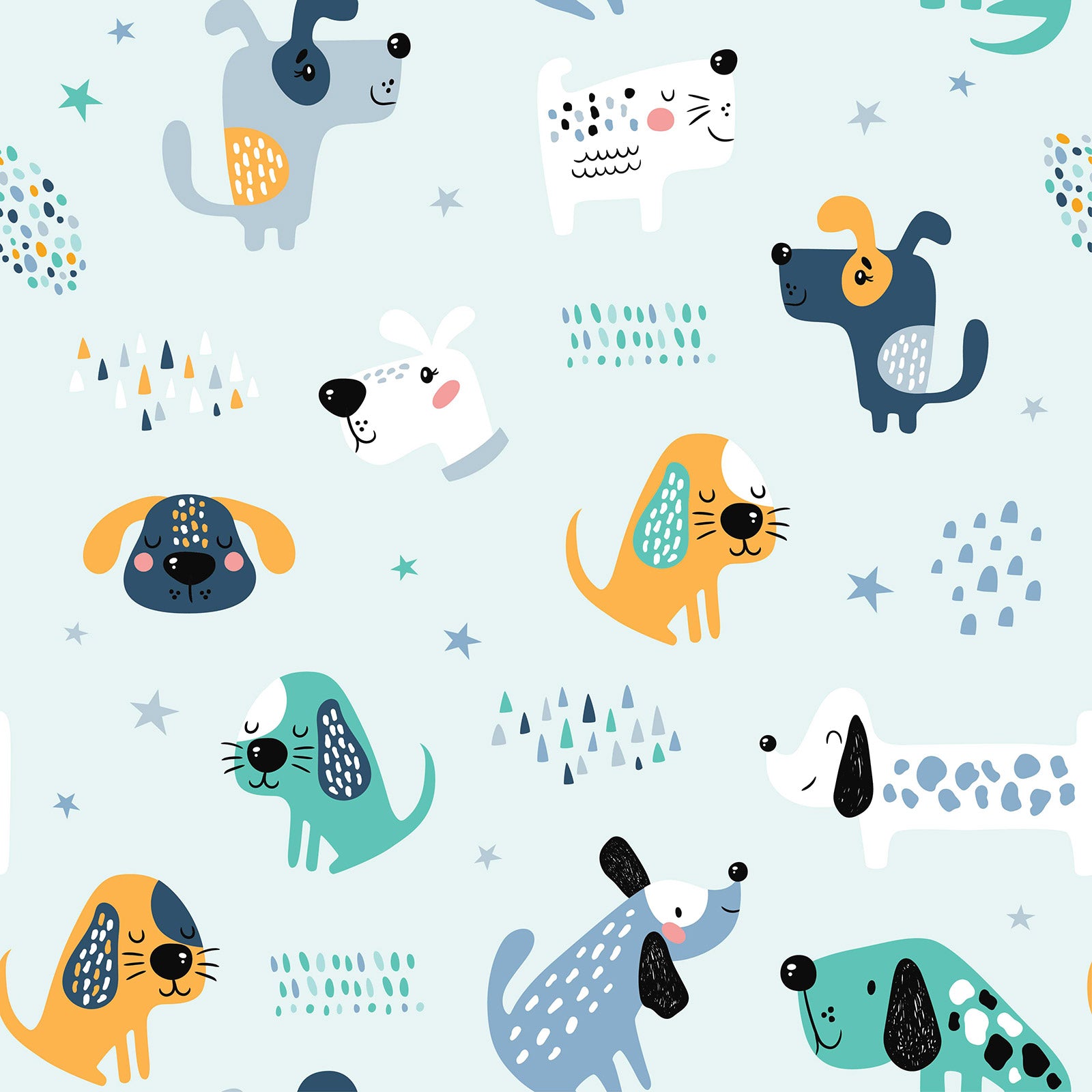Multicolor Nursery Dog Wallpaper