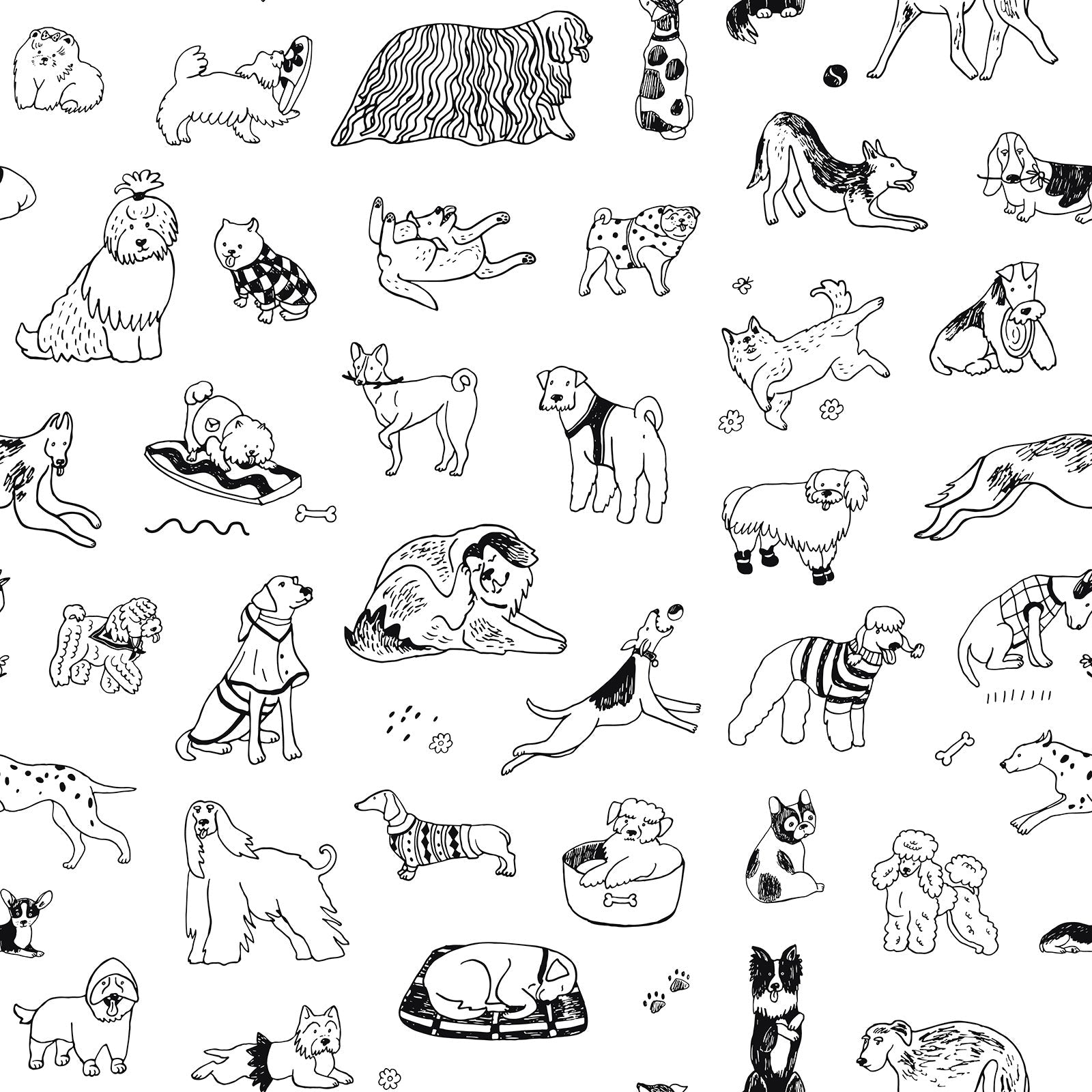 Funny Dog Line Art Wallpaper