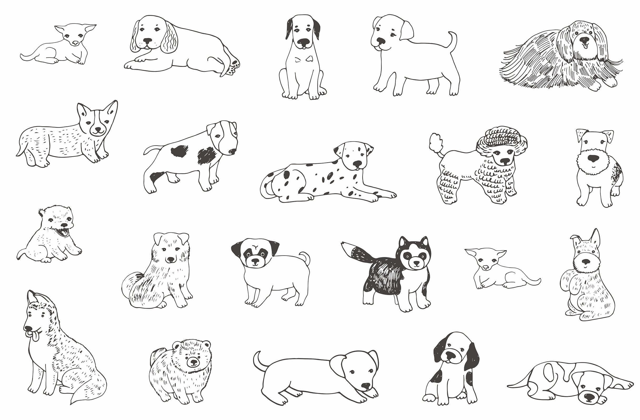 Doodle Linear Dog Wallpaper