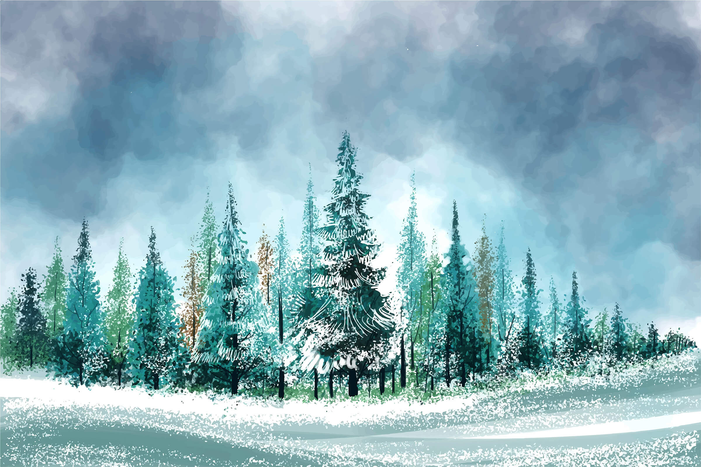 Winter Tree Landscape Wallpaper