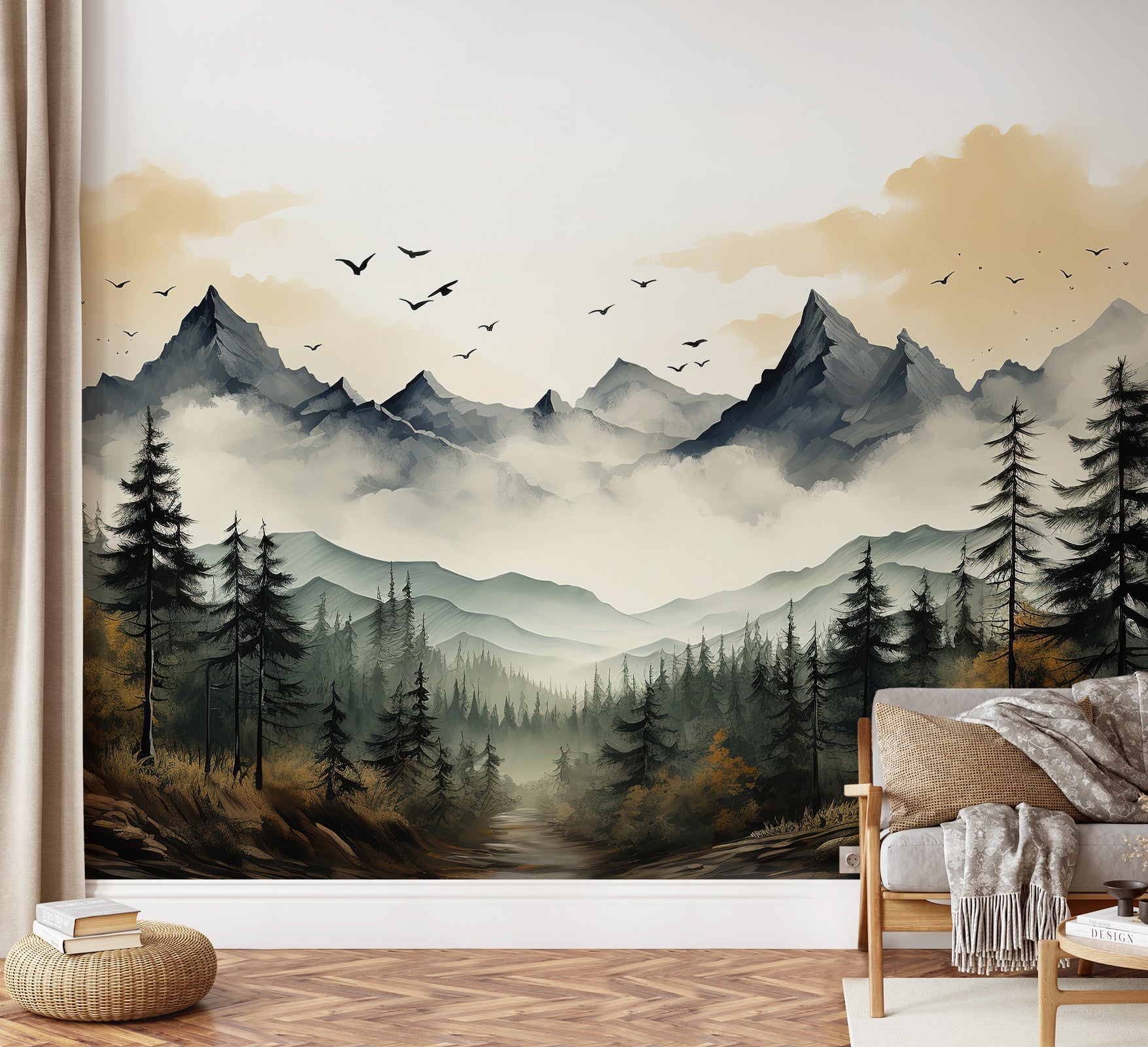 Landscape Mountain Watercolour Wallpaper