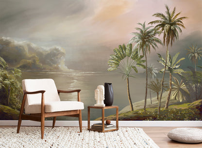 River With Palm Trees Wallpaper