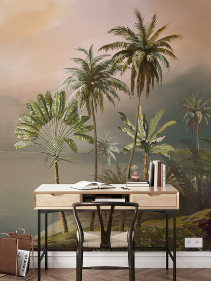 River With Palm Trees Wallpaper