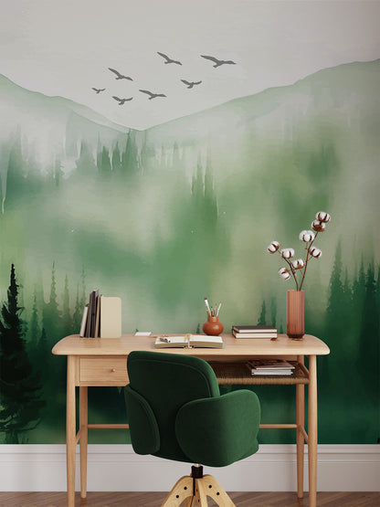 Winter Forest Mountain Tree Wallpaper