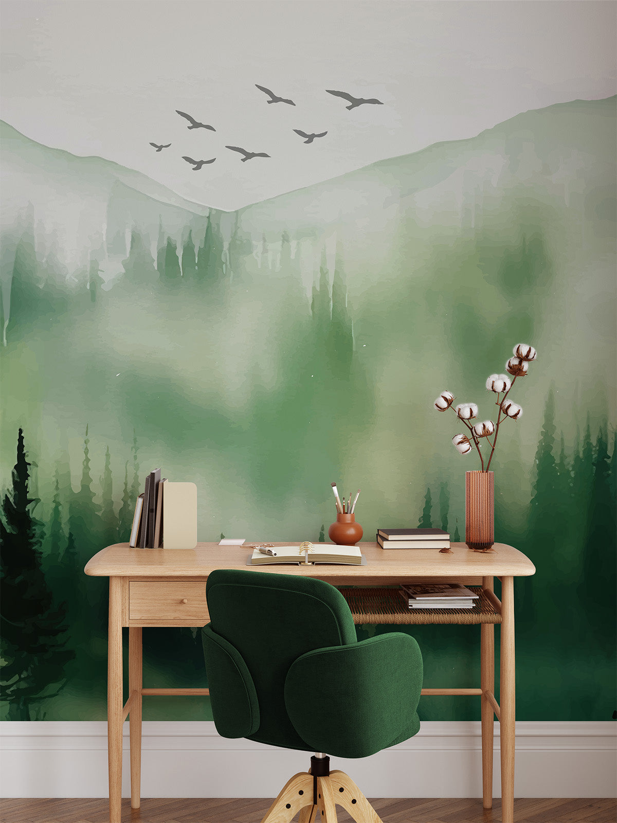 Retro Vintage Forest Wallpaper