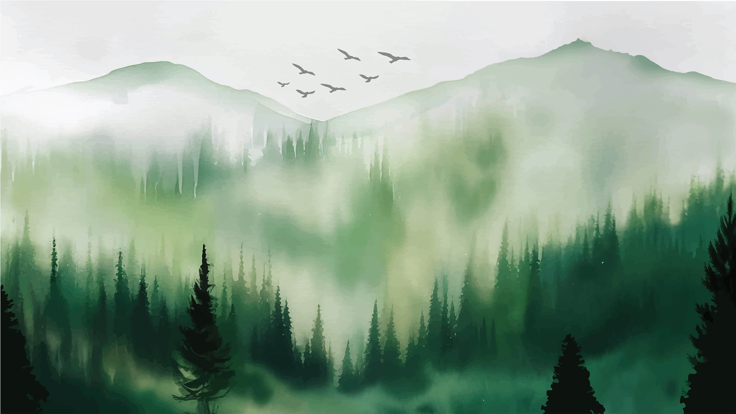 Retro Vintage Forest Wallpaper