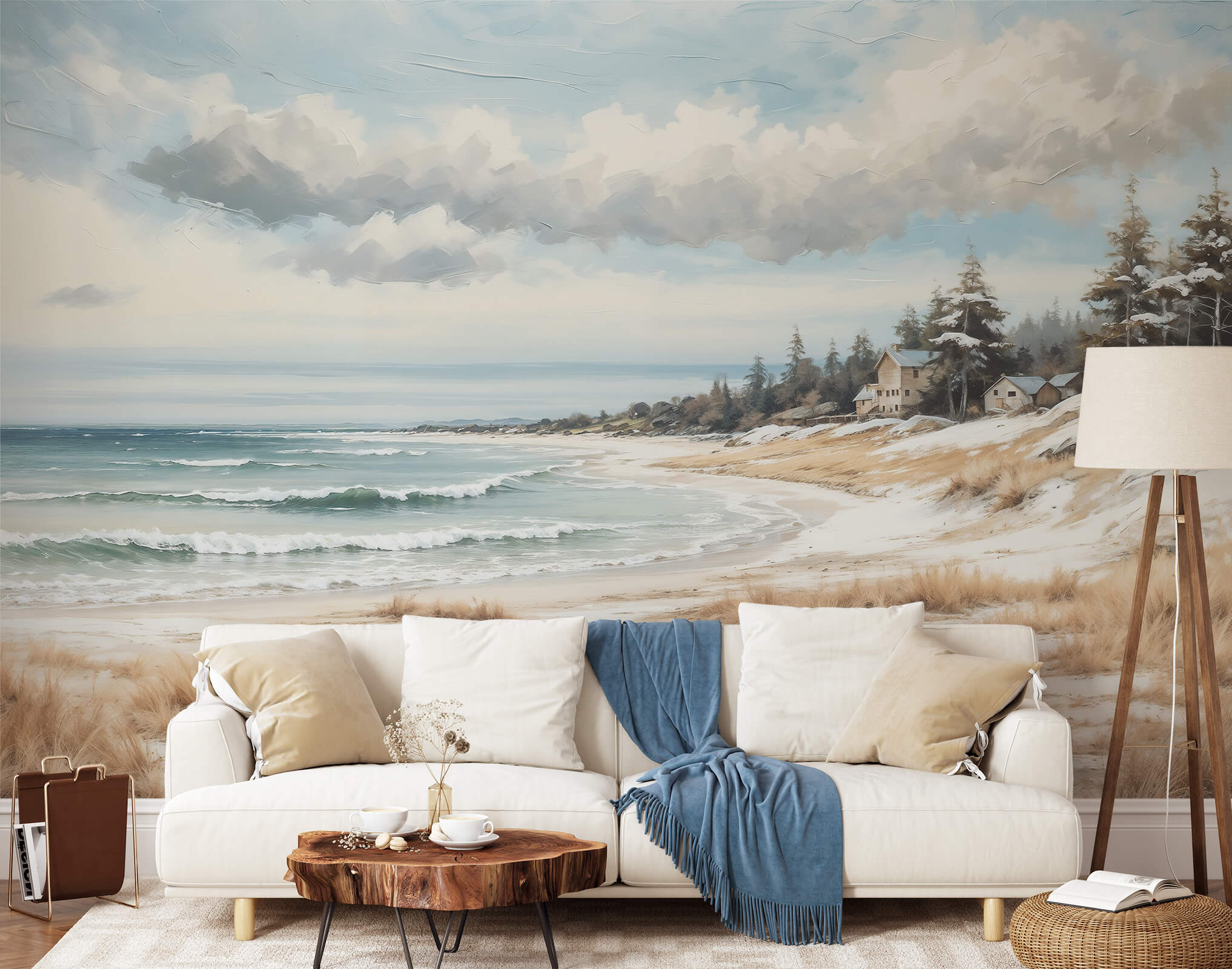 Blue Oil Painting Ocean Wallpaper