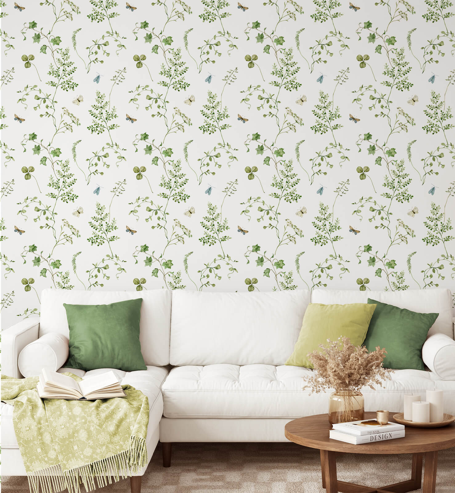 green leaves pattern wallpaper