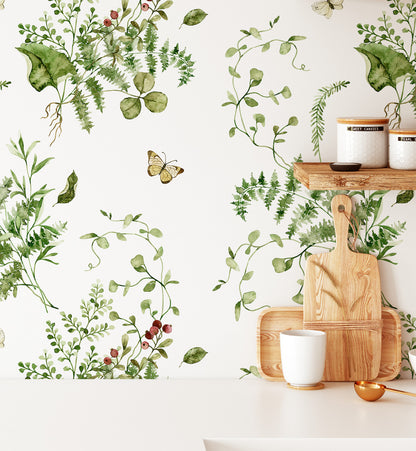 Landscape Green Leaf Floral Wallpaper