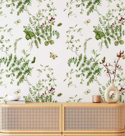 Landscape Green Leaf Floral Wallpaper