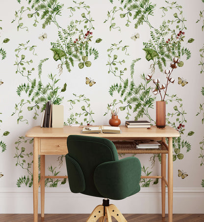 Landscape Green Leaf Floral Wallpaper
