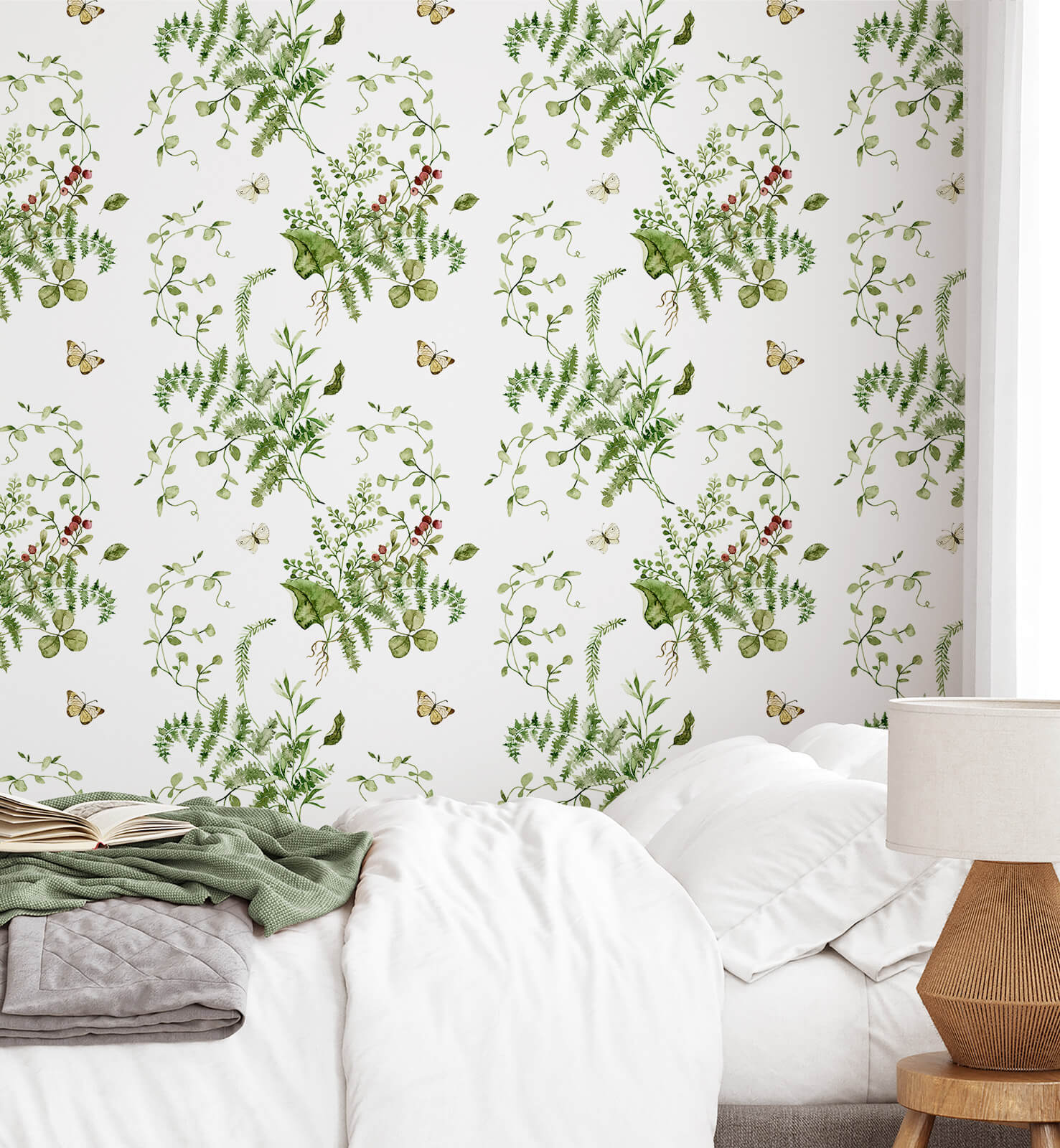 Landscape Green Leaf Floral Wallpaper