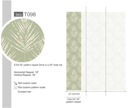 Scandinavian Tropical Leaf Soft  Minimal Pattern Wallpaper