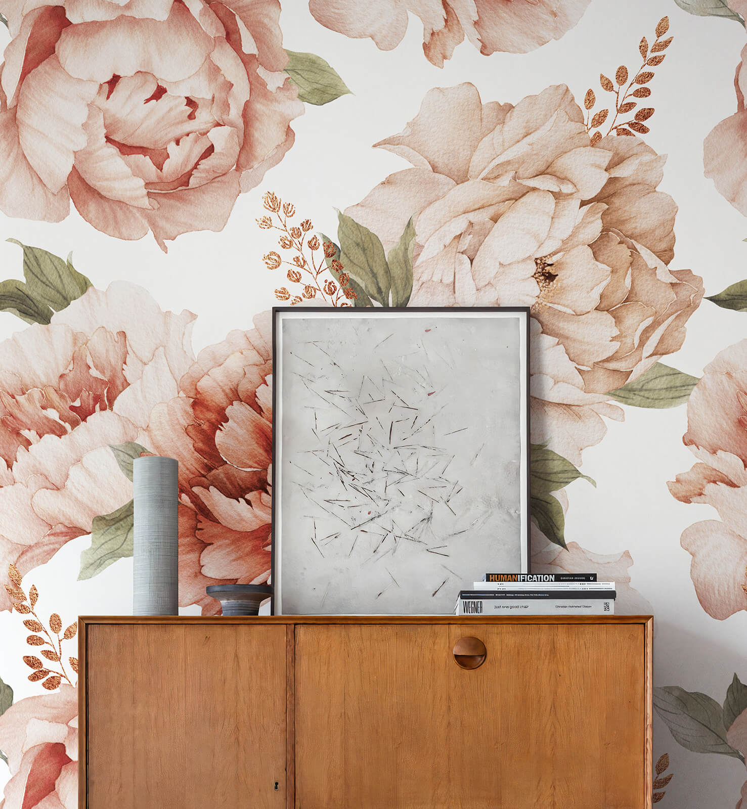 Peony Watercolor Floral Wallpaper