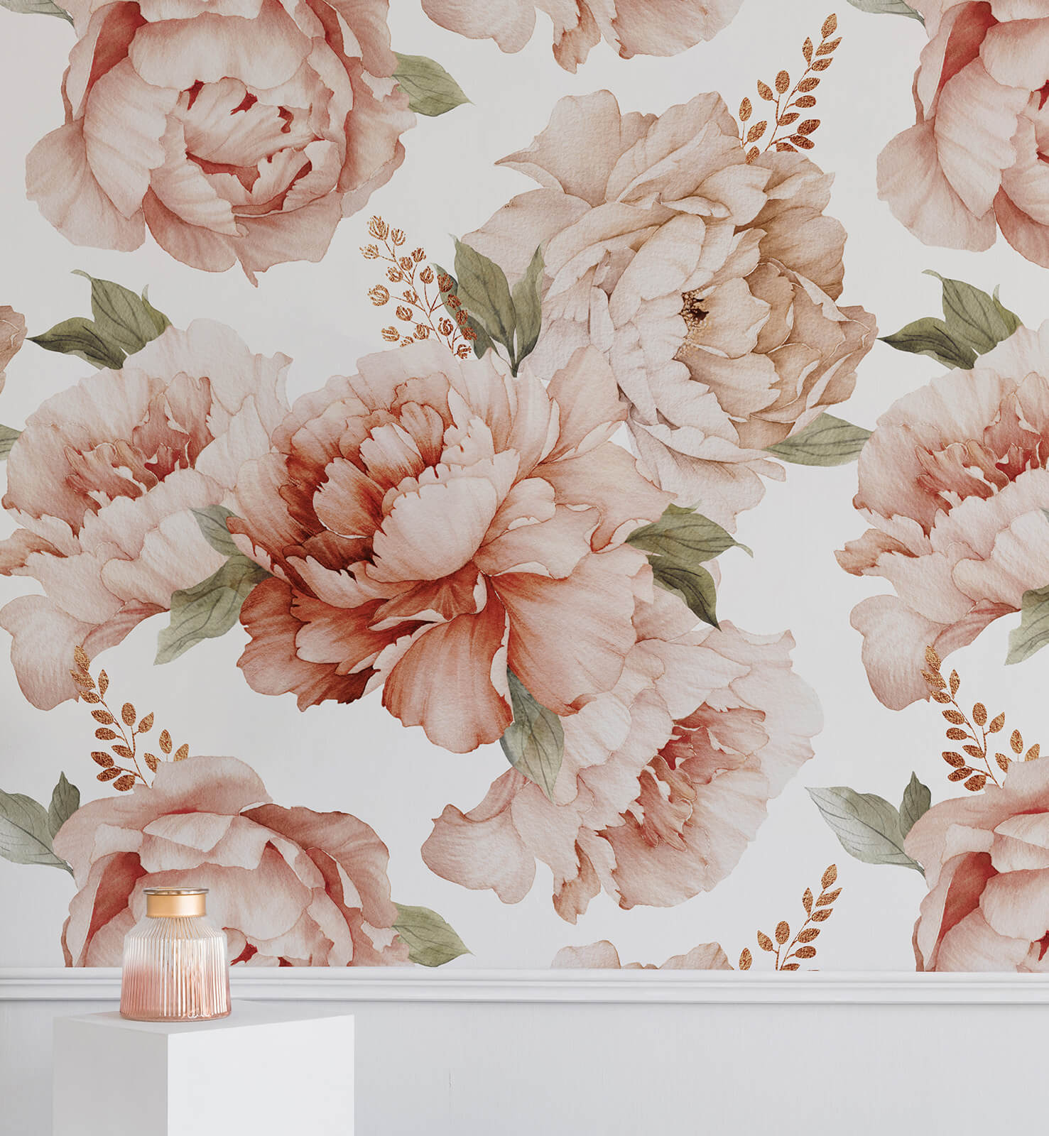 Peony Watercolor Floral Wallpaper