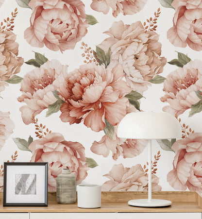 Peony Watercolor Floral Wallpaper