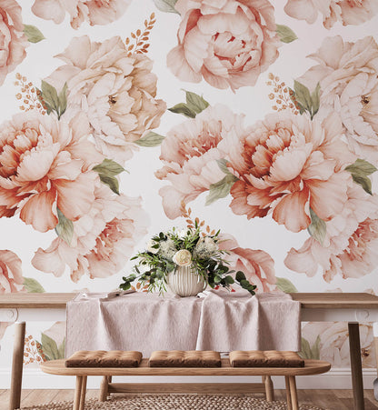 Peony Watercolor Floral Wallpaper