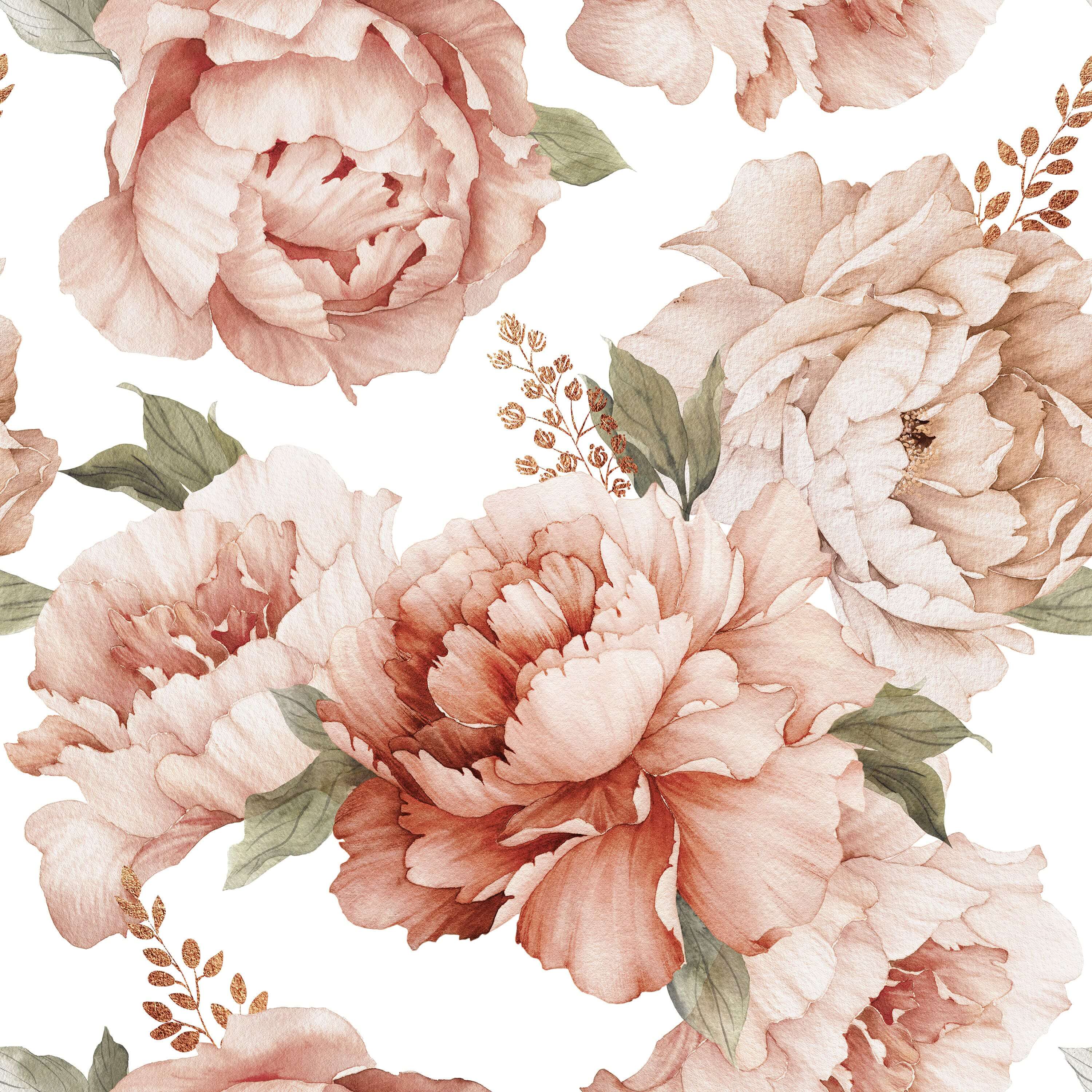 Peony Watercolor Floral Wallpaper