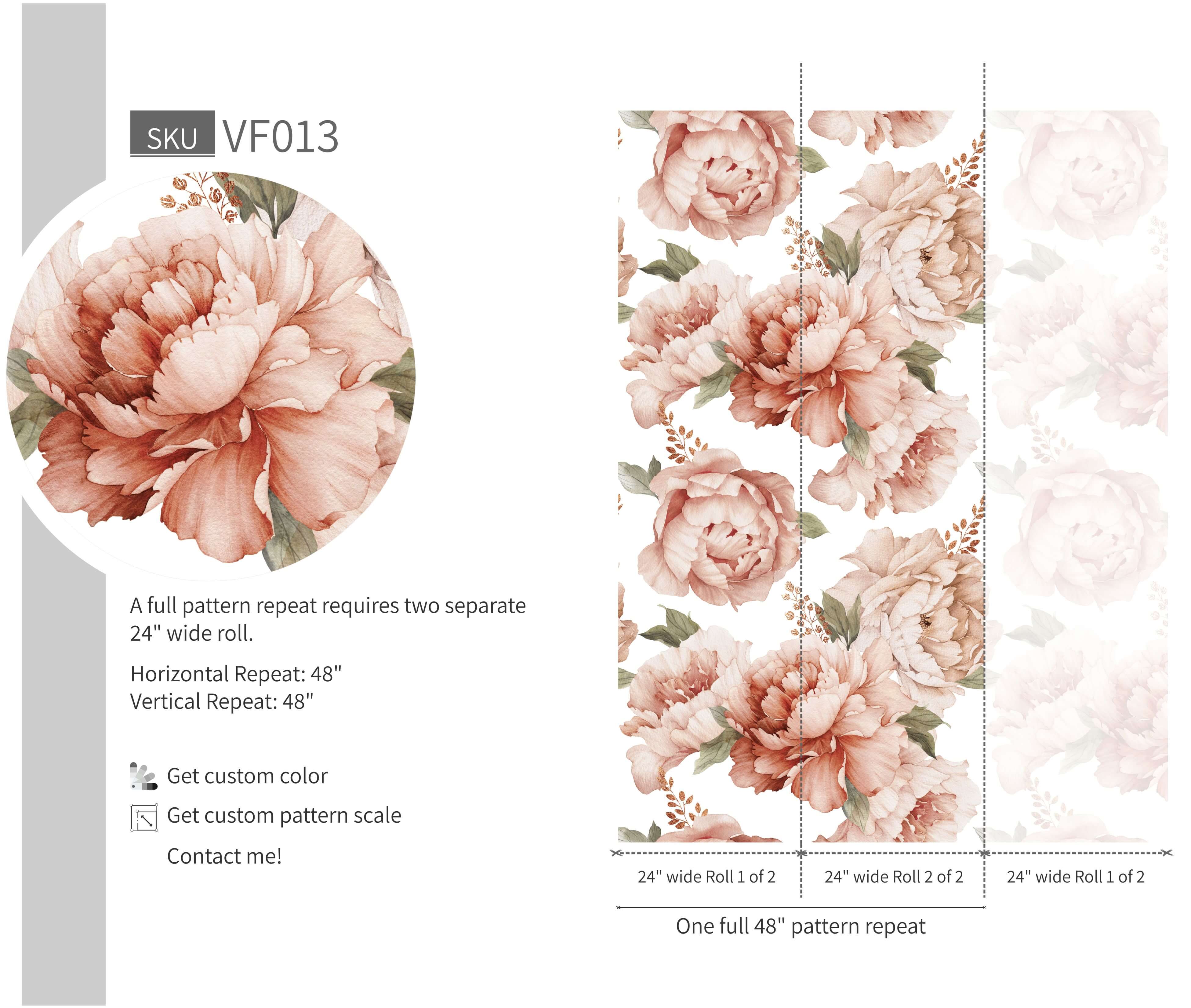 Peony Watercolor Floral Wallpaper