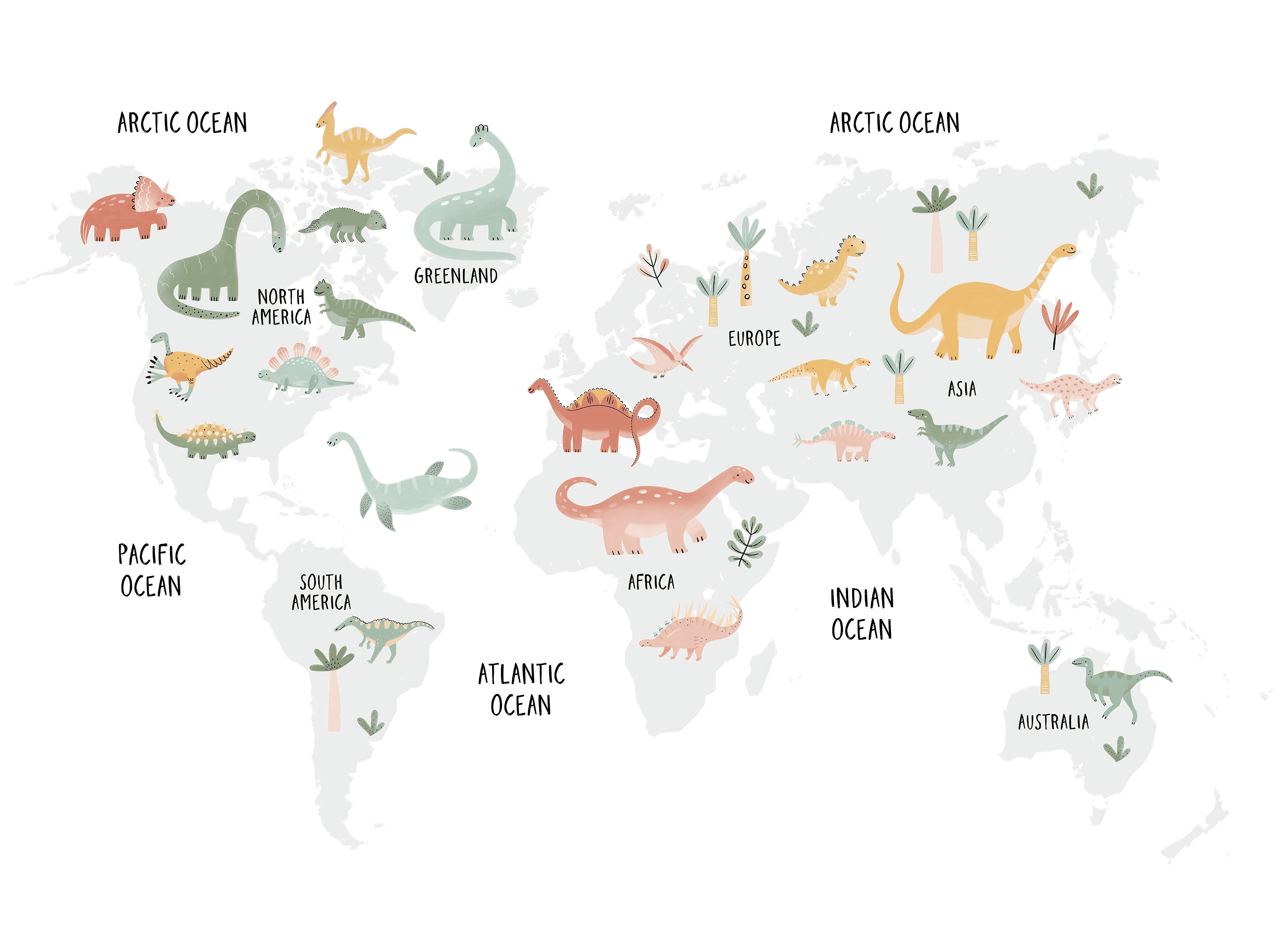 Dino World Map - Walltrendz