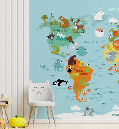 Cute Animal Map - Walltrendz