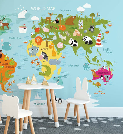 Cute Animal Map - Walltrendz