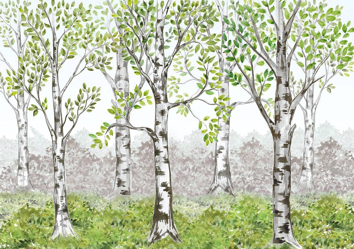 Watercolor Birch Grove - Walltrendz