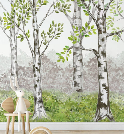 Watercolor Birch Grove - Walltrendz