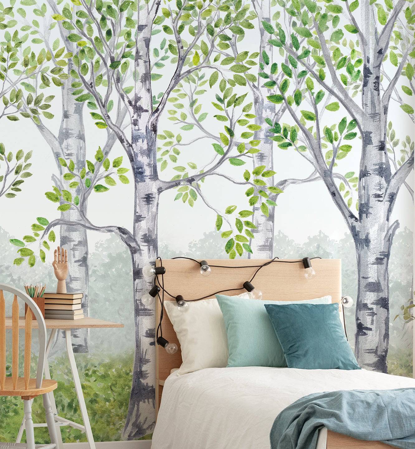 Watercolor Birch Grove - Walltrendz