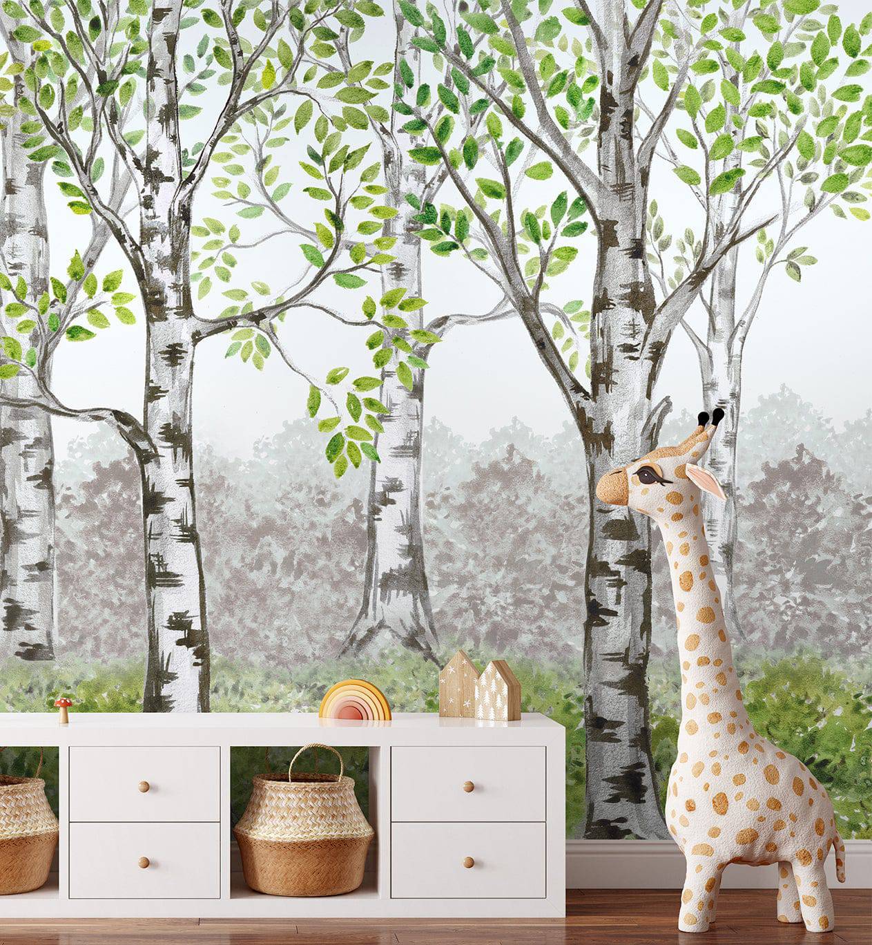 Watercolor Birch Grove - Walltrendz