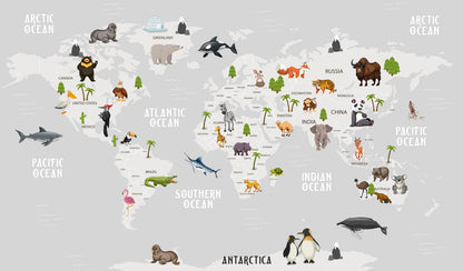 Animals world Map - Walltrendz