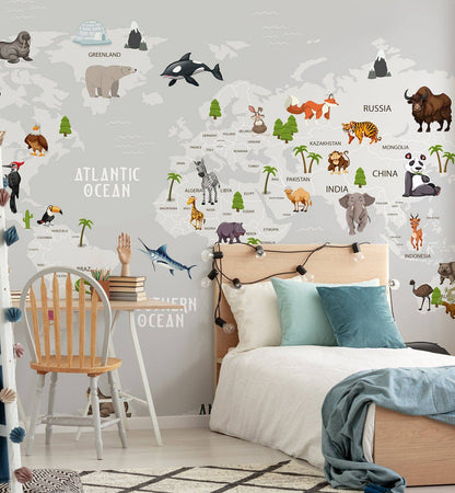 Animals world Map - Walltrendz