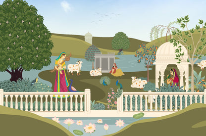 Pichwai Garden Custom Design Wallpaper