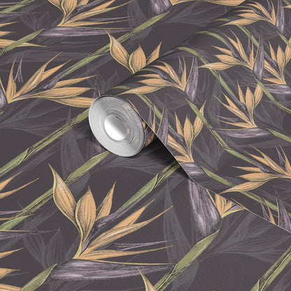 Blue vintage floral pattern wallpaper for living room