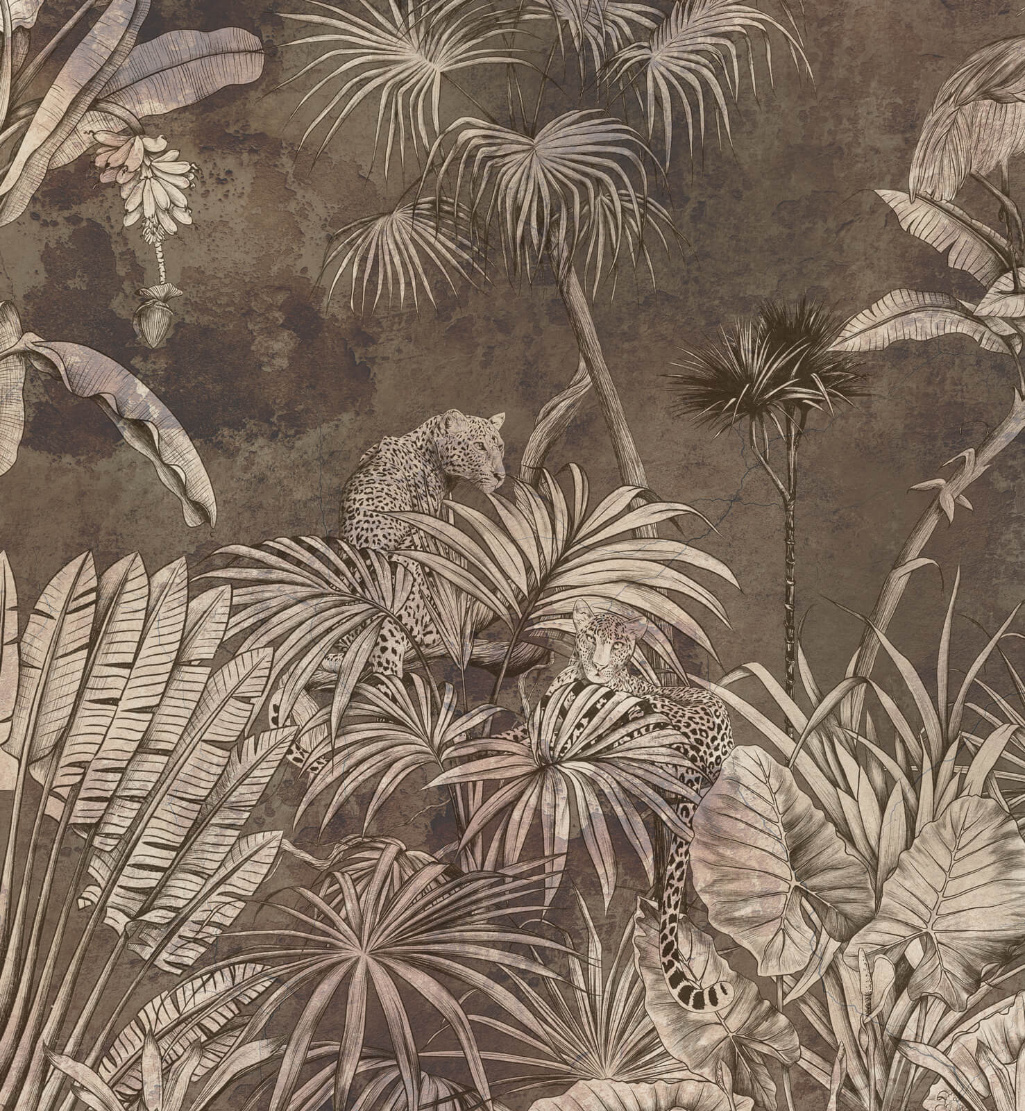 Tropical Mural Leave Vintage Wallpaper