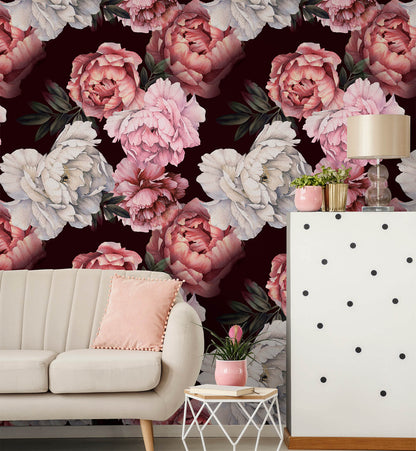 Dark vintage vinyl wallpaper for entryway