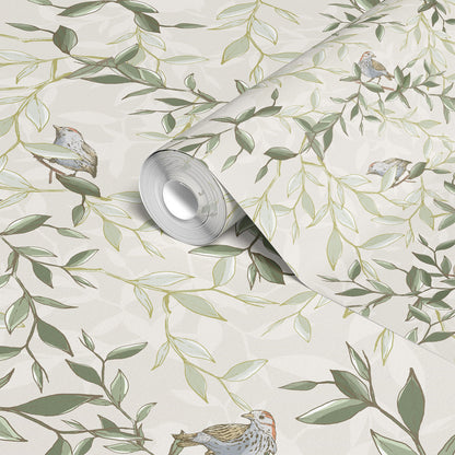 Elegant Chinoiserie Bird Wallpaper