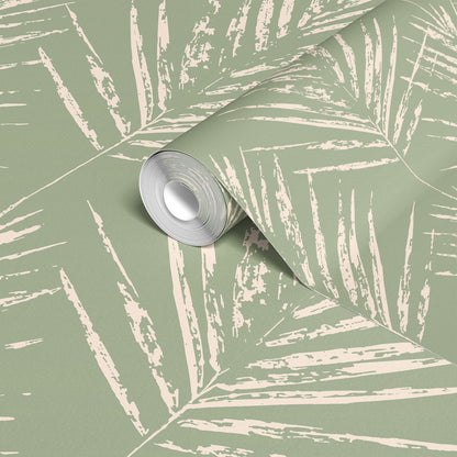 Scandinavian Tropical Leaf Soft  Minimal Pattern Wallpaper