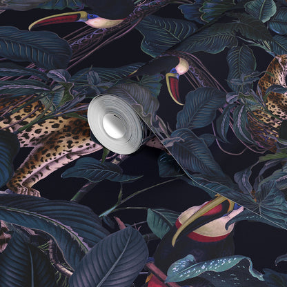 Tropical Jungle Wallpaper with Leopards