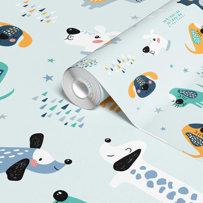 Multicolor Nursery Dog Wallpaper