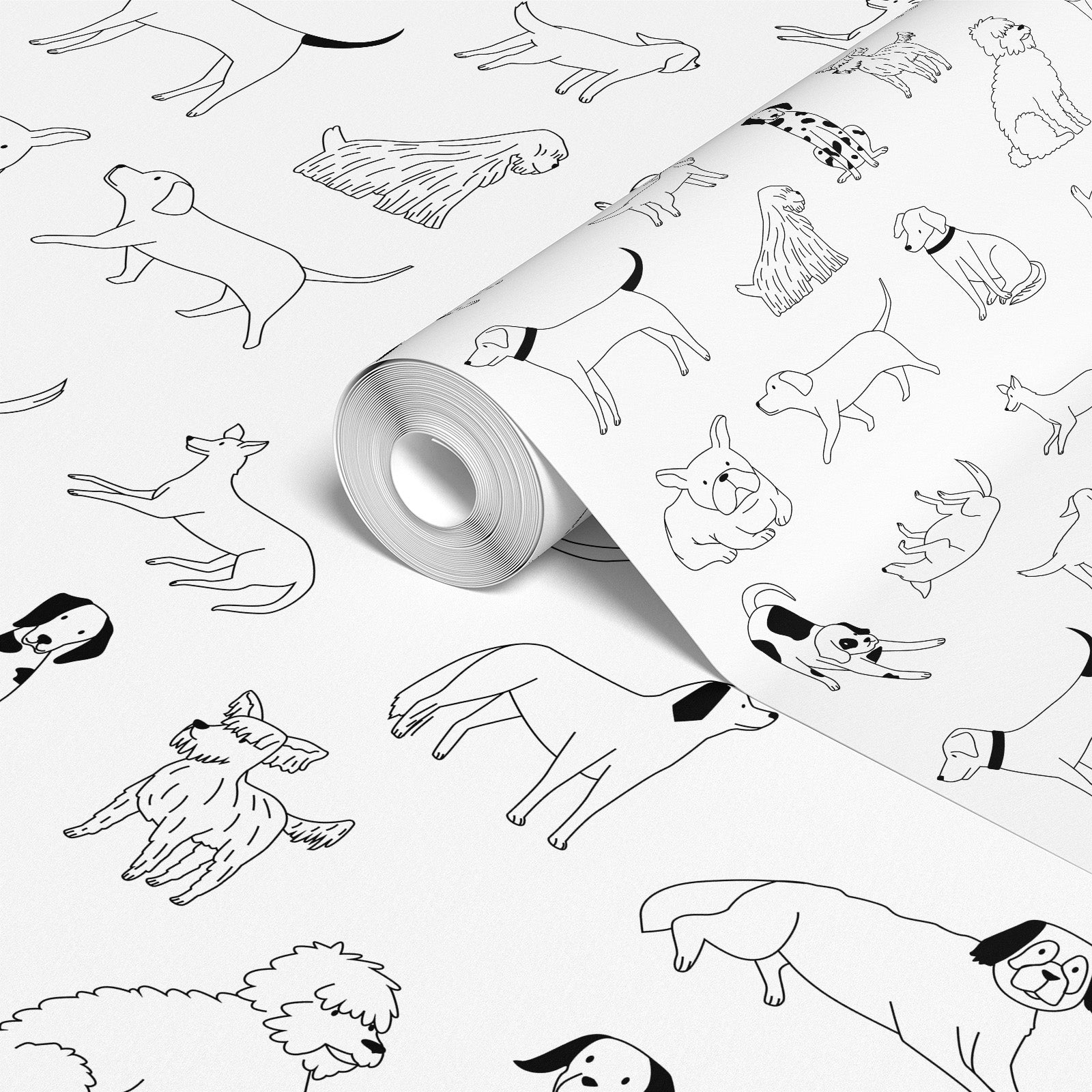 Cute Line art Funny Puppies Wallpaper