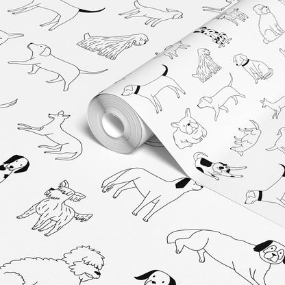 Cute Line art Funny Puppies Wallpaper