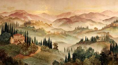 Hand Panted Italian Hills Mural Wallpaper