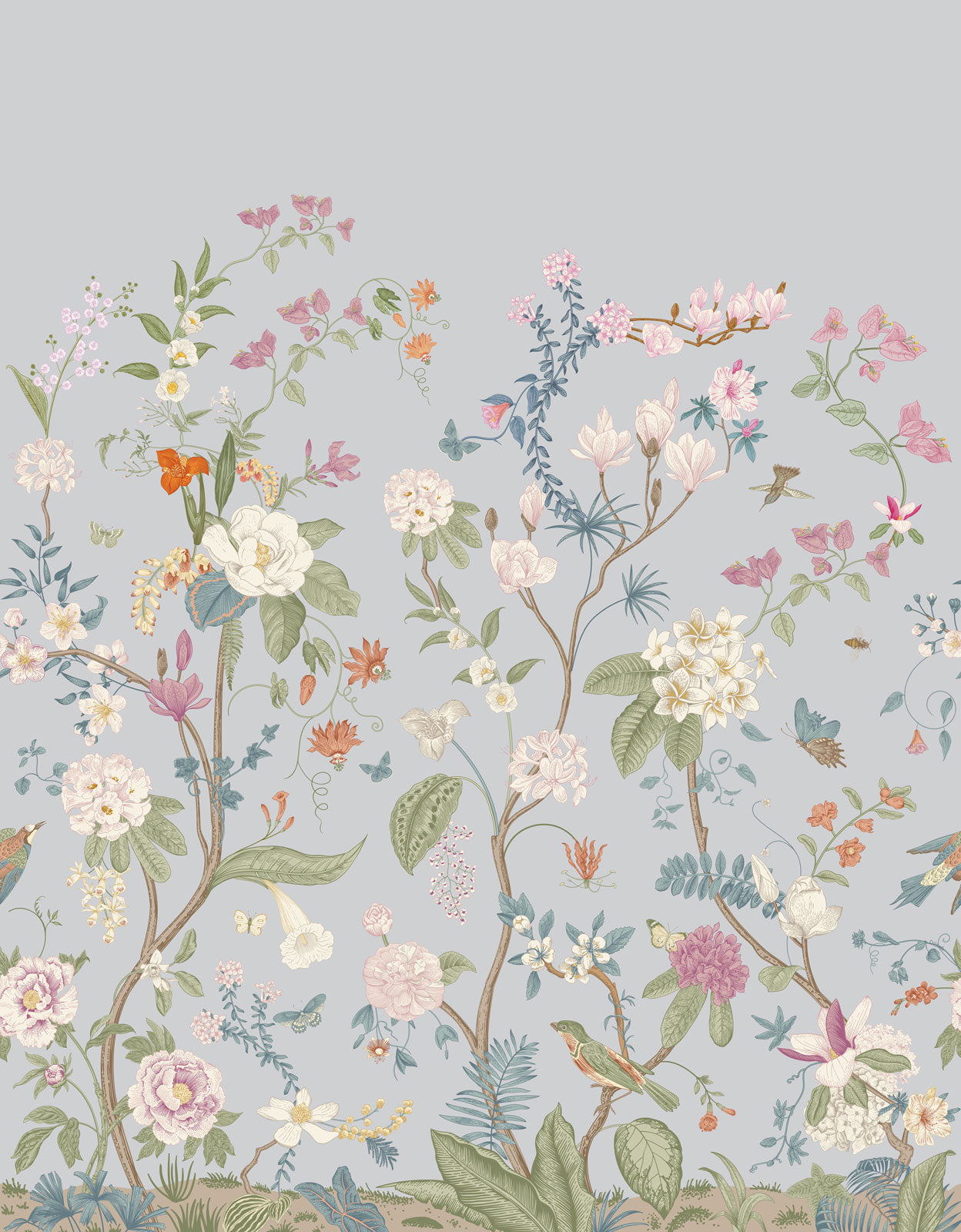 Vintage Chinoiserie Blooming trees Wallpaper