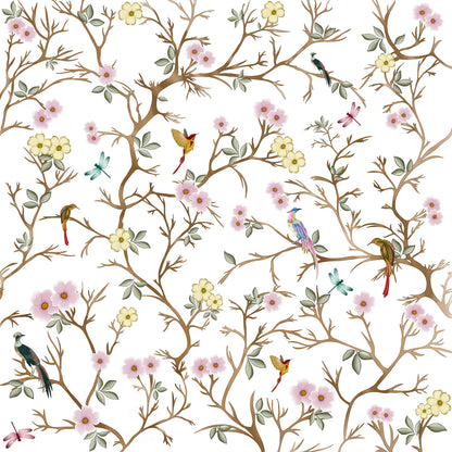 Botanical Flower With Bird Wallpaper
