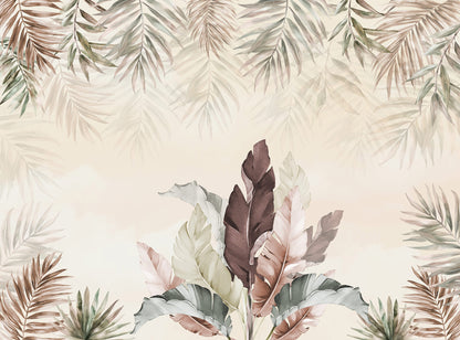 Watercolor Banana Large Exotic Leaf Wallpaper